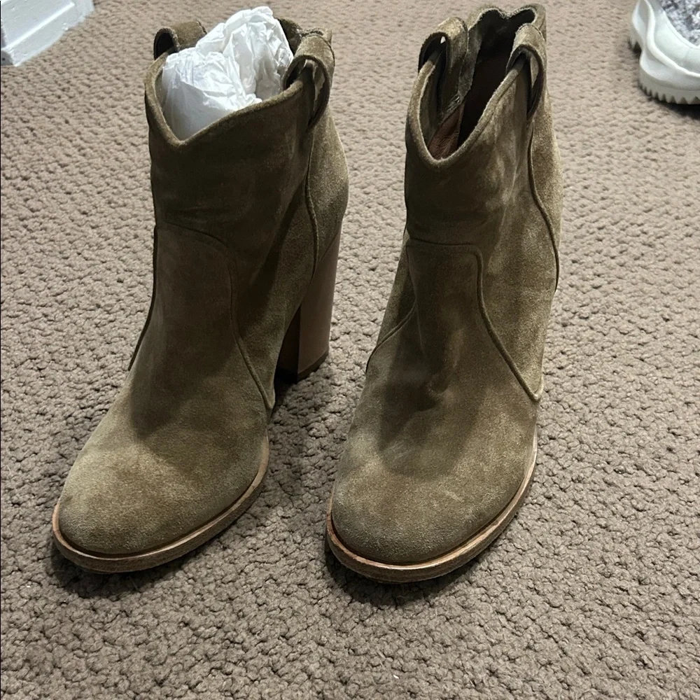 Laurence Dacade Olive Suede Ankle Booties - Picture 2 of 7